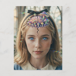 Cartão Postal Cogumelos Alice Glitch