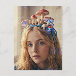 Cartão Postal Cogumelos Alice na Cabeça Glitch