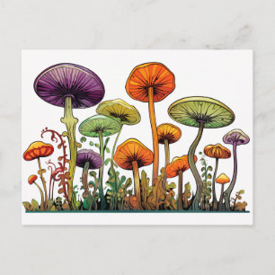 Cartão Postal Cogumelos verde laranja