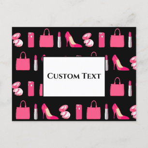 Cartão Postal Coisas cor-de-rosa e cinza-preta design