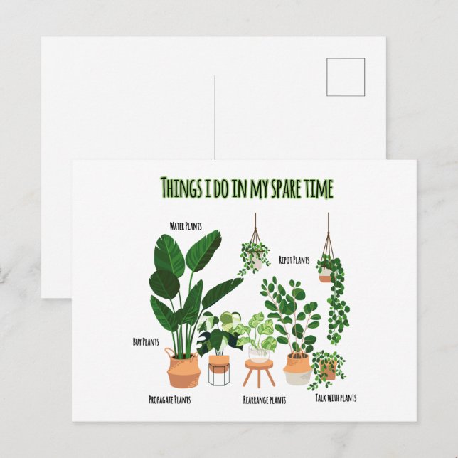 Cartão Postal Coisas que Eu Faço no Meu Tempo Livre - Jardineiro (Frente/Verso)