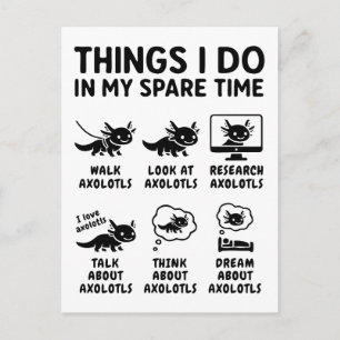 Cartão Postal Coisas que Faço no Meu Tempo Livre Hobby Axolotl