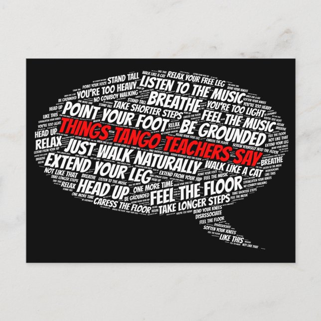 Cartão Postal Coisas que professores de Tango dizem Arte do Tang (Frente)