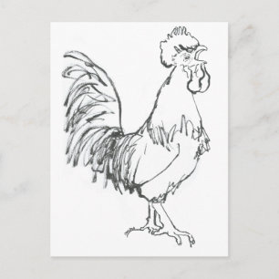 Cartão Postal Cokerel doodle