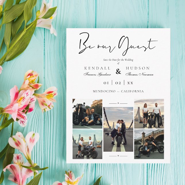 Cartão Postal Colagem 5 Fotos Covid19 Chic Seja Nosso Casamento  (Criador carregado)