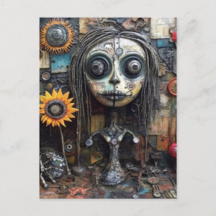 Cartão Postal Colagem Colorida Funky de Mídia Mista