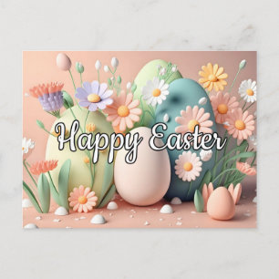 Cartão Postal Colagem Criativa de Primavera Feliz Páscoa