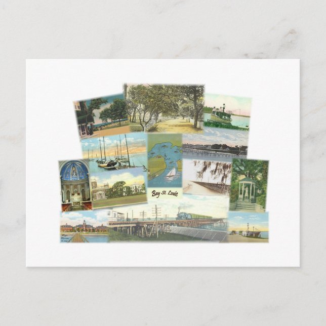 Cartão Postal Colagem da Baía St. Louis (Frente)