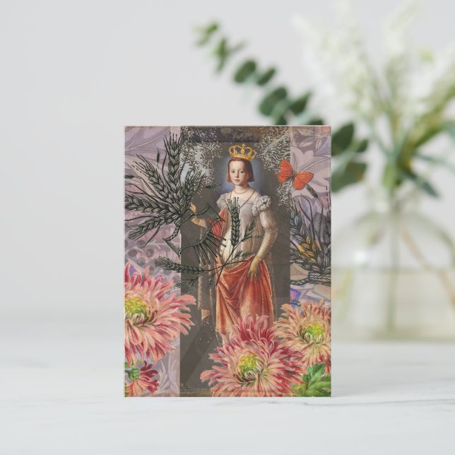 Cartão Postal Colagem da Deusa Virgem Celestial: Celestial Vinta (Em pé/Frente)