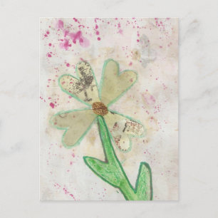 Cartão Postal Colagem da Flor do Coração