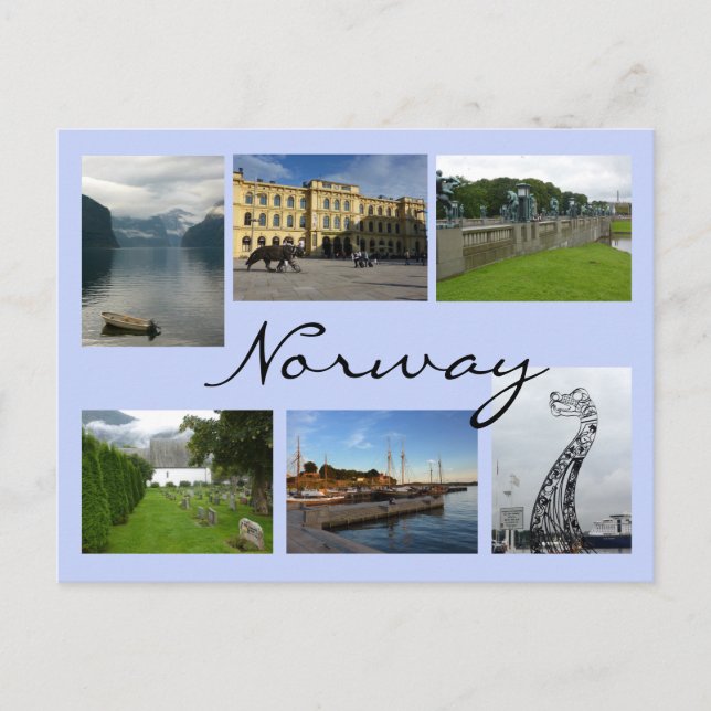 Cartão Postal Colagem da Noruega (Frente)