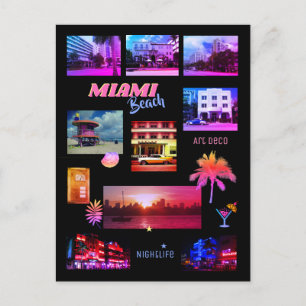 Cartão Postal Colagem da Praia de Miami