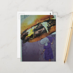 Cartão Postal Colagem da Senhora Silvestre do Hambúrguer de Quei