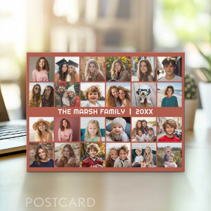Cartão Postal Colagem de 24 Fotos com Nome da Família Data -