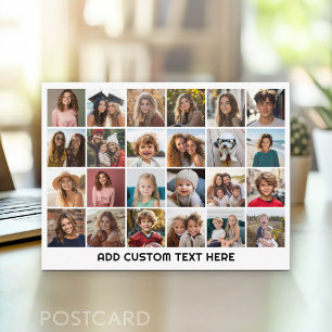 Cartão Postal Colagem de 24 Fotos com Texto Personalizado