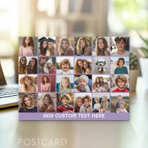 Cartão Postal Colagem de 24 Fotos com Texto Personalizado