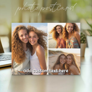 Cartão Postal Colagem de 3 Fotos com 1 Linha de Texto
