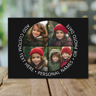 Cartão Postal Colagem de 4 Fotos com Texto Personalizado em Curv