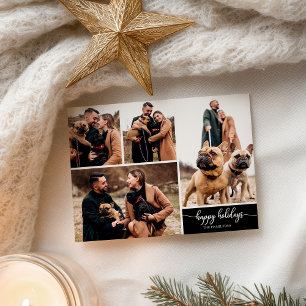 Cartão Postal Colagem de 4 Fotos Feliz Natal Natal Preto