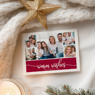 Cartão Postal Colagem de 5 Fotos Desejos Calorosos Natal Simples
