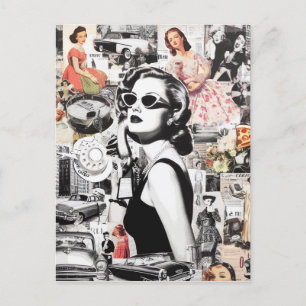 Cartão Postal Colagem de Abstrato de 60s