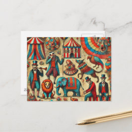 Cartão Postal Colagem de Animais de Circo Vintage