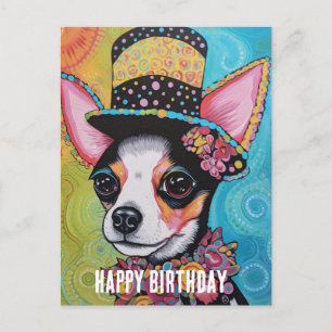 Cartão Postal Colagem de aniversário de cachorro Chihuahua em mí