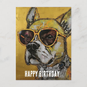 Cartão Postal Colagem de Aniversário em Mídia Mista de Cachorro 