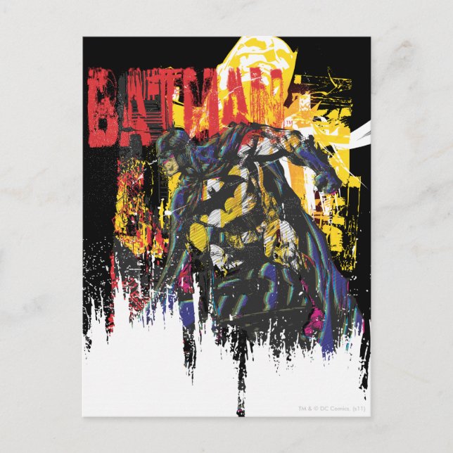Cartão Postal Colagem de Arte da Linha Batman (Frente)
