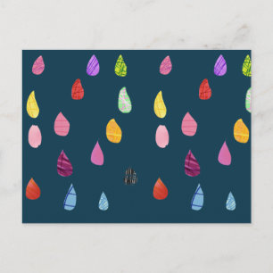 Cartão Postal Colagem de arte de gotas de chuva boho fofo