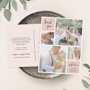 Cartão Postal Colagem de Blush   Foto De Casamento Obrigado