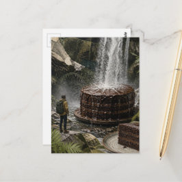 Cartão Postal Colagem de Bolo de Chocolate de Arte Surrealista