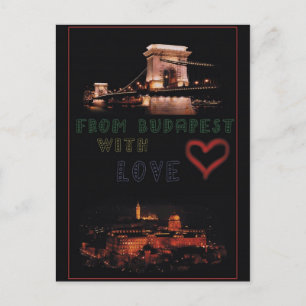 Cartão Postal Colagem de Budapeste sobre fundo negro