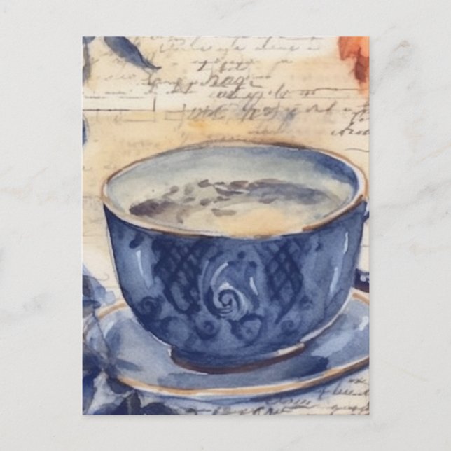Cartão Postal Colagem de Café Azul (Frente)