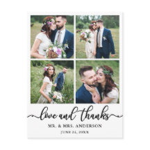 Colagem de Casamento Caligrafia 4 Fotos Obrigado