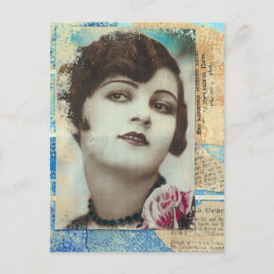 Cartão Postal Colagem de Chip de Pintura bonito