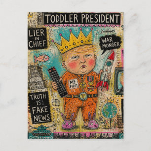 Cartão Postal Colagem de desenho animado do presidente infantil