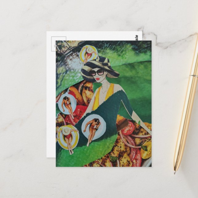 Cartão Postal Colagem de Diversão de Verão (Frente/Verso In Situ)
