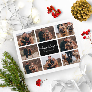 Cartão Postal Colagem de Férias Felizes de 8 Fotos Natal Preto
