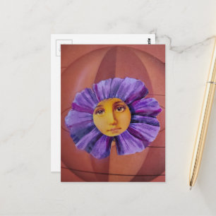 Cartão Postal Colagem de flor com rosto