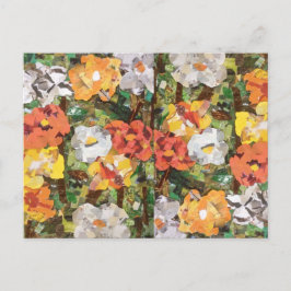 Cartão Postal Colagem de Flores de Papel em Laranja e Amarelo