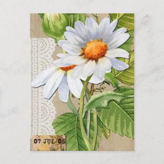 Cartão Postal Colagem de Flores Vintage