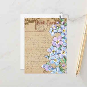 Cartão Postal Colagem de Flores Vintage