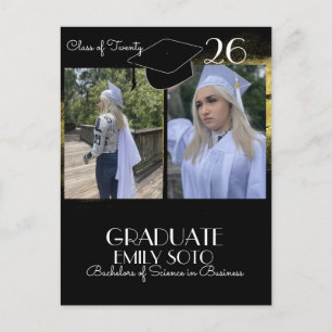Cartão Postal Colagem de Formatura 2026 Script Dourado Preto
