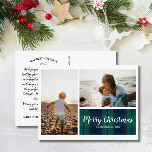 Cartão Postal Colagem de Fotografias de Xadrez de Feliz Natal
