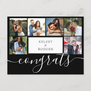 Cartão Postal Colagem de Fotografias Modernas Parabéns Preto e 