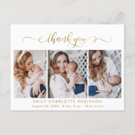 Cartão Postal Colagem de Fotografias recém-nascida Script Dourad