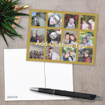 Cartão Postal Colagem de Fotos 12 Insta com Dourado Fundo<br><div class="desc">Adicione seus fotos favoritos a este modelo divertido. Você pode usar fotos do Instagram ou quaisquer fotos para esta grade.</div>