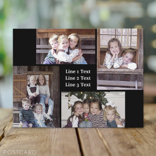 Cartão Postal Colagem de Fotos - 4 fotos Texto Branco e Preto B