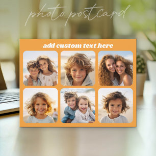 Cartão Postal Colagem de Fotos - 6 Fotos com Texto Personalizado